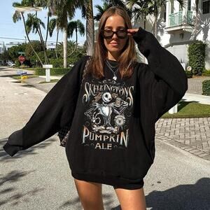 Jacks Pumpkin Skellington Fall Cozy Spooky Season Graphic Unisex Sweatshirt